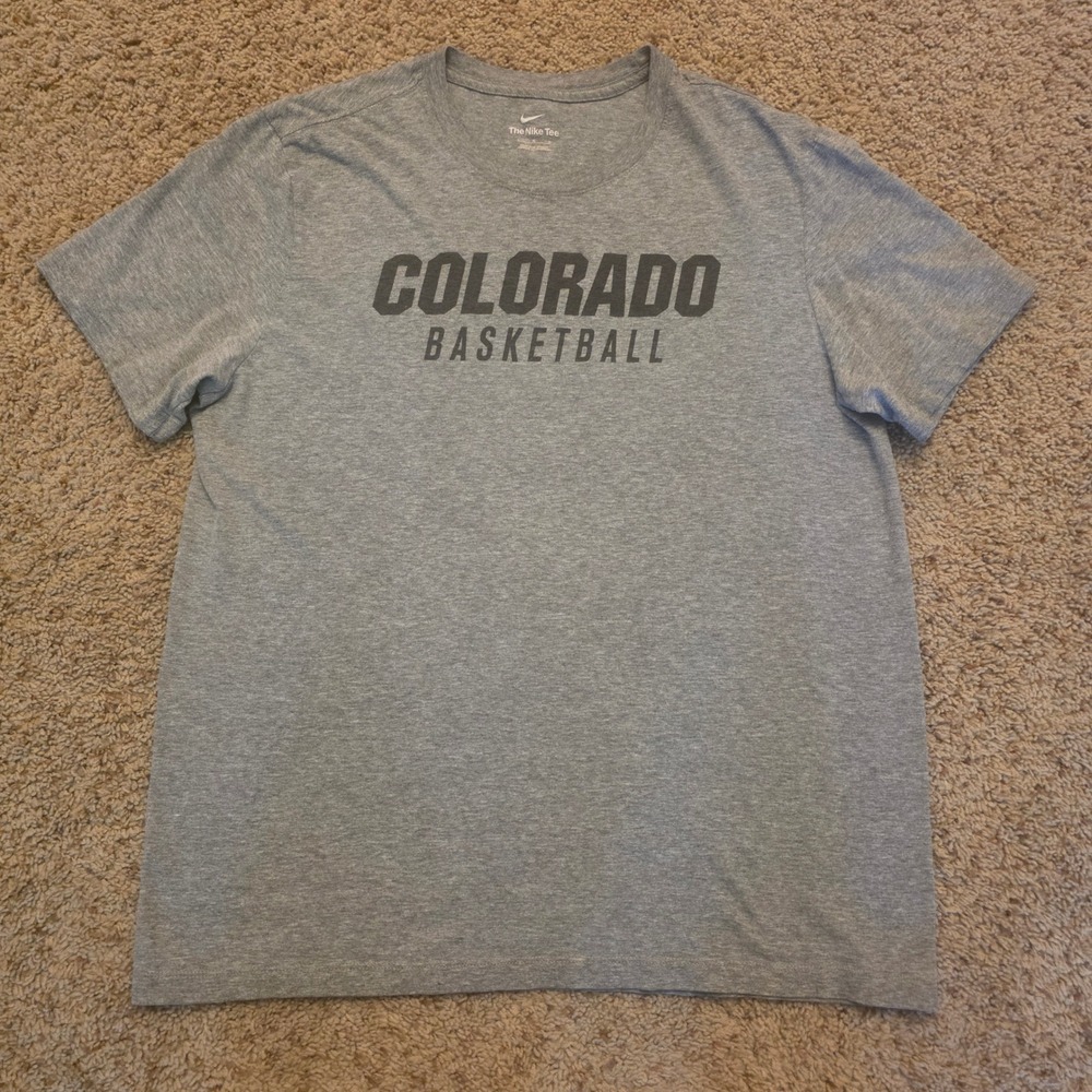 Colorado Basketball Shirt Mens Large Gray Nike Buffaloes Short Sleeve Tee NCAA